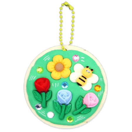 꿀벌과 봄꽃 거울 가방걸이(4인용)