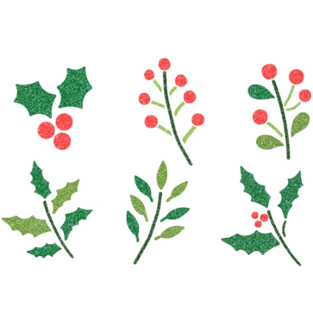우돌아트 스텐실도안 4161 크리스마스 열매 나뭇잎 6종 모음 겨울 크리스마스스텐실